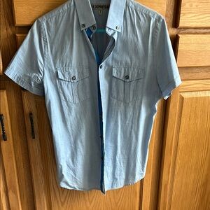Express Sky Blue Casual Button Down Shirt